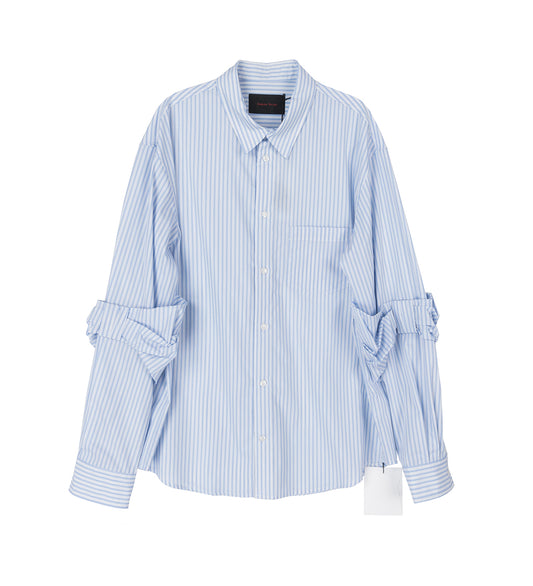 BOW SLEEVE CLASSIC SHIRT WHITE/BLUE