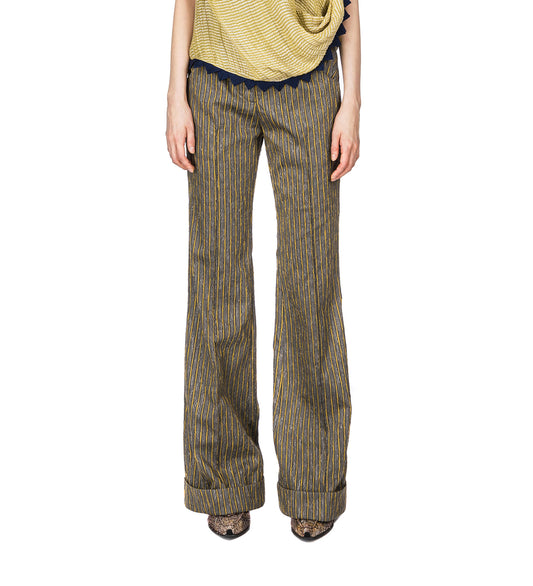 TUNIN FLARED TROUSER CHARCOAL/SUNSHINE STRIPE