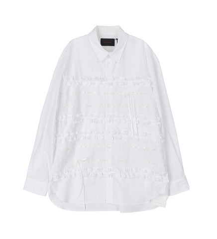 RIBBON TRIM EASY SHIRT WHITE/IVORY