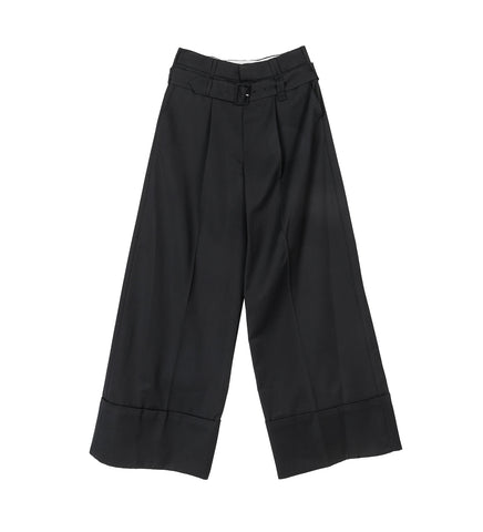 WIDE LEG MULTI BELT LOOP TROUSERS BLACK