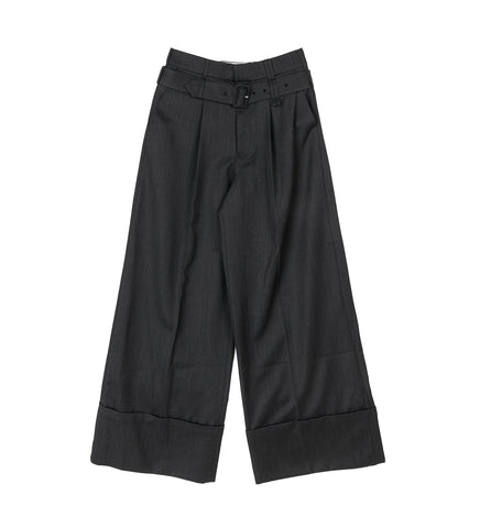 WIDE LEG MULTI BELT LOOP TROUSERS CHARCOAL