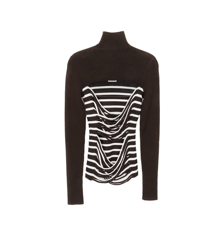 TATTOO COLLECTION HIGH NECK LONG SLEEVES TOP BROWN / WHITE