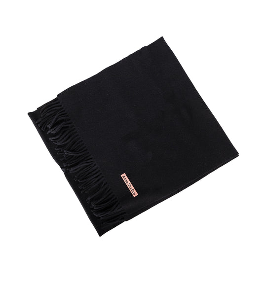 FRINGE WOOL SCARF BLACK