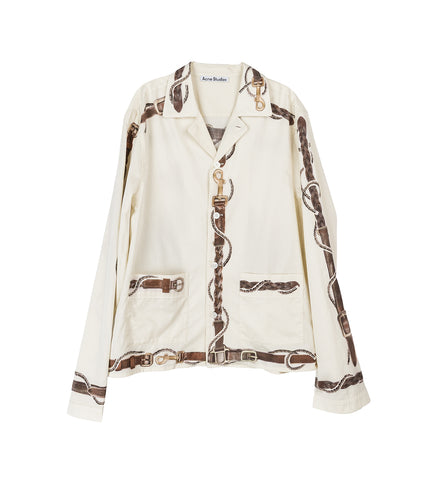 HORSE PRINT OVERSHIRT WHITE/BROWN