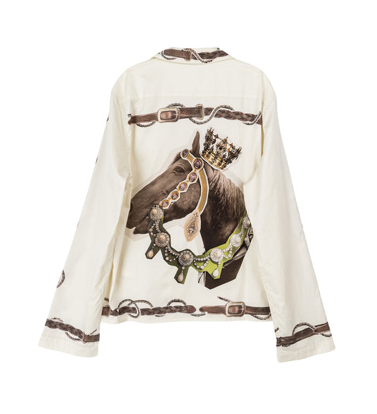 HORSE PRINT OVERSHIRT WHITE/BROWN