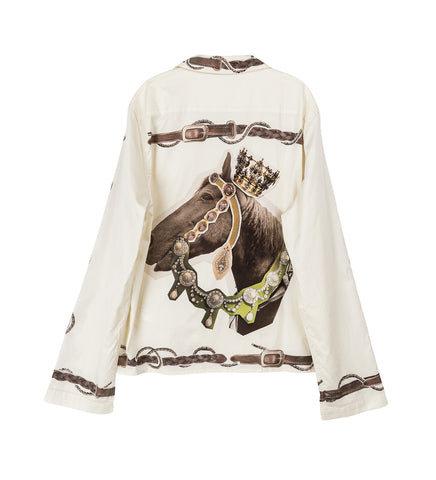 HORSE PRINT OVERSHIRT WHITE/BROWN