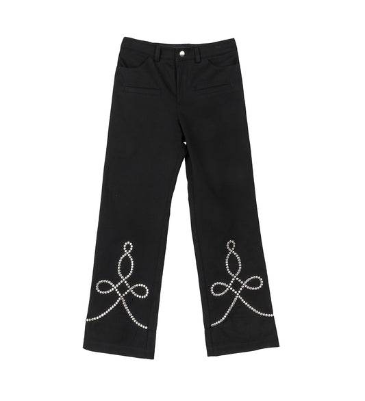 BOOT CUT CUFF PANTS BLACK