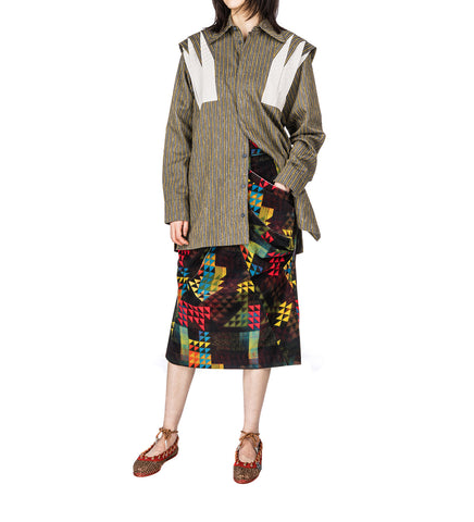 CALAMANCO SKIRT MULTI ABSTRACT CHECK
