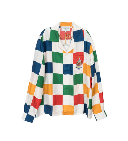 CASABLANCA CUBAN COLLAR LONGSLEEVE SHIRT CASABLANCA PRIMARY CHECK