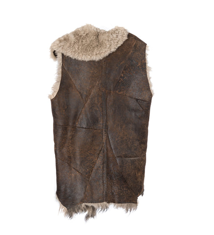 ALEID ASYMMETRIC FUR WAISTCOAT BROWN/TAUPE