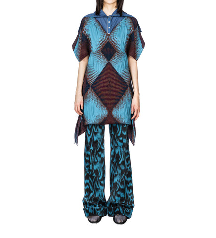 IKAT ARGYLE JACQUARD DRESS FAIENCE BLUE
