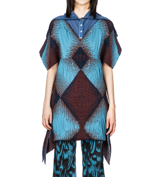 IKAT ARGYLE JACQUARD DRESS FAIENCE BLUE