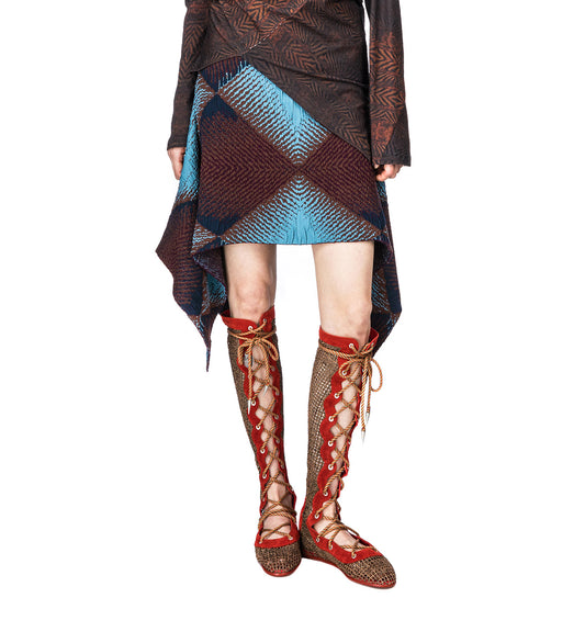 IKAT ARGYLE JACQUARD SKIRT FAIENCE BLUE