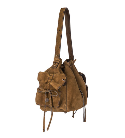 MULTIPOCKET BUCKET SUEDE COGNAC BROWN