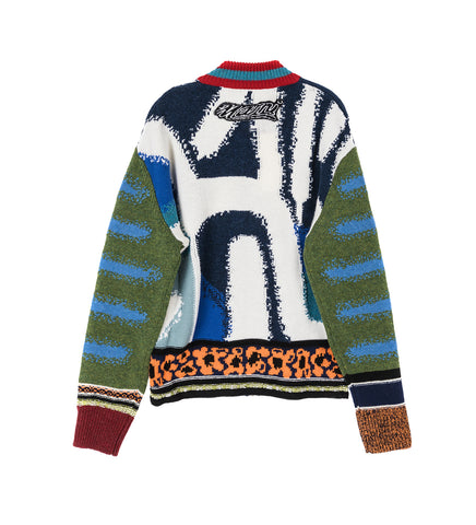 MULTICOLOUR WOOL CARDIGAN OCEAN