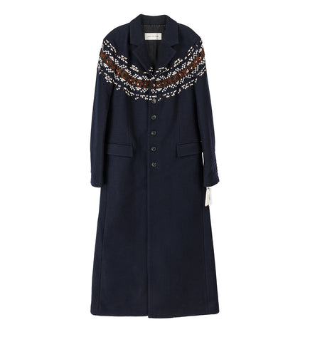 RALOR EMB LONG COAT NAVY