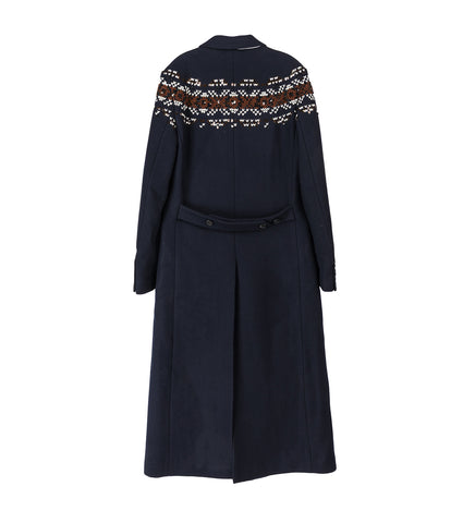 RALOR EMB LONG COAT NAVY