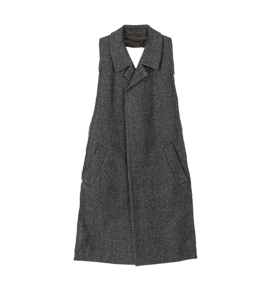 RAW TWEED JACKET SCARF GREY CHECKERED