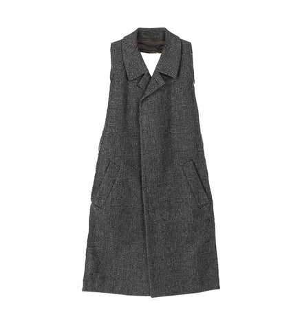 RAW TWEED JACKET SCARF GREY CHECKERED