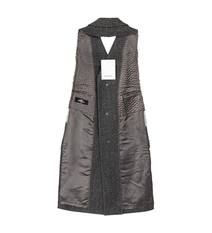 RAW TWEED JACKET SCARF GREY CHECKERED