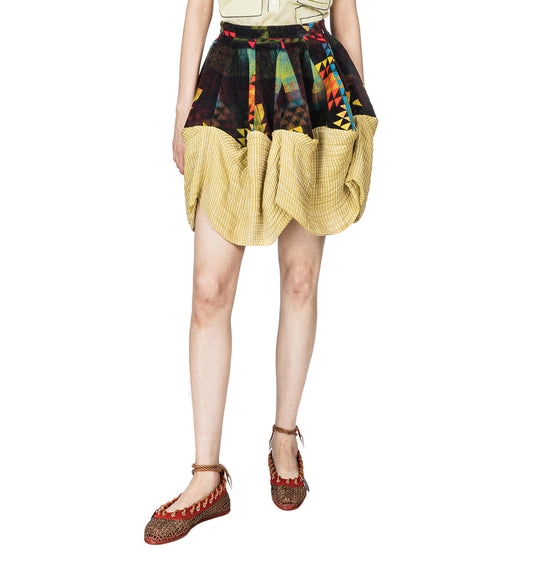 EVELYN SKIRT MULTI ABSTRACT CHECK
