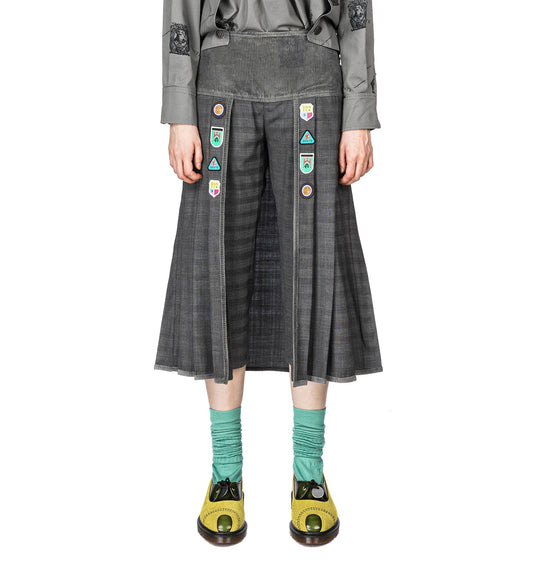KIKO KOSTADINOV X THE DANTE COLLECTION DANTE PLEATED SKORT GREY GLEN CHECK