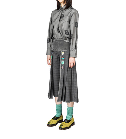 KIKO KOSTADINOV X THE DANTE COLLECTION DANTE PLEATED SKORT GREY GLEN CHECK