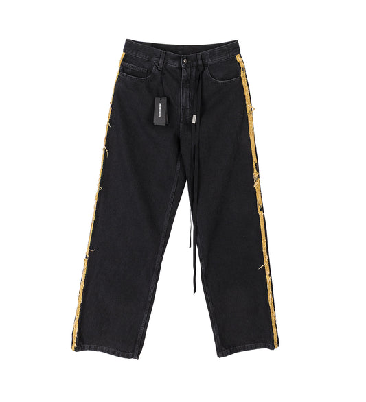 HANNO 5-POCKETS STRAIGHT LEG LOOSE TROUSERS FADED BLACK