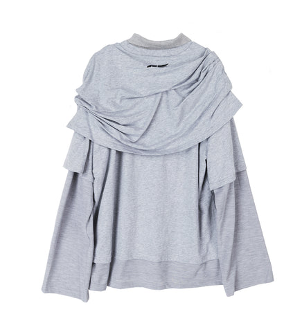 MULTI LAYER LS T-SHIRT SMART SLOGAN T-SHIRT GREY
