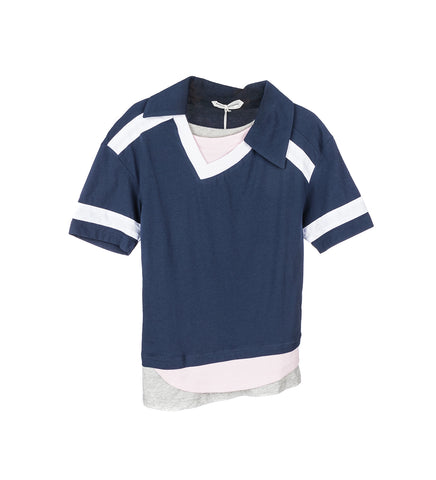 TRIPLE T-SHIRT NAVY/WHITE/LIGHT PINK