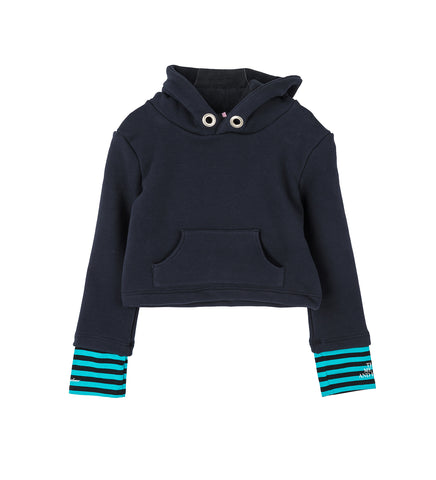 BALLOON KNIT HOODIE NAVY