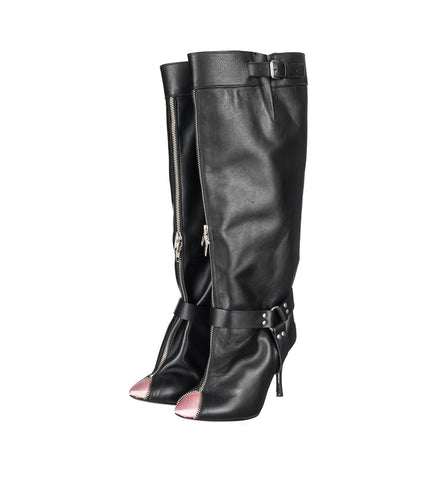 UNZIPPED BOOTS BLACK/PINK