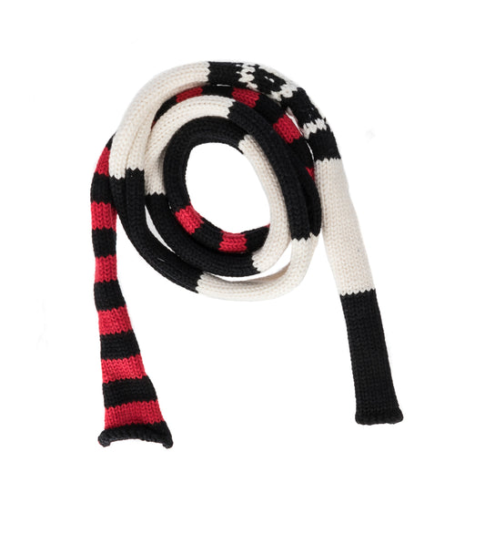 STRIPED KNIT SCARF BLACK/RED