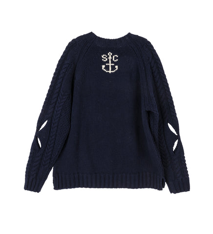 SLASHED CABLE JUMPER NAVY