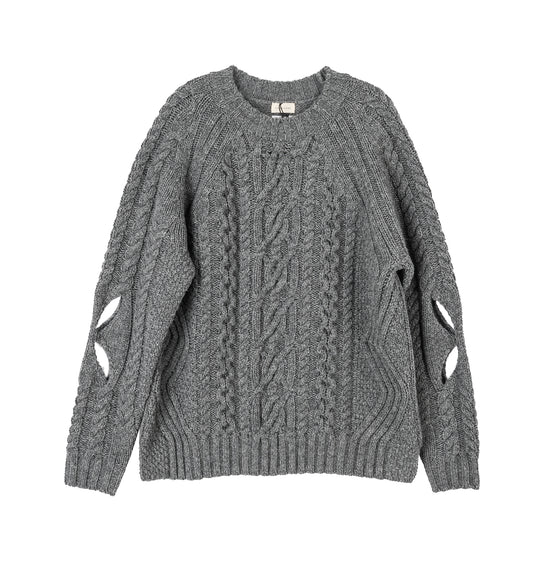 SLASHED CABLE JUMPER GREY