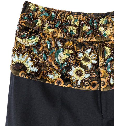 PABLO CONTRAST WAIST TROUSER BLACK