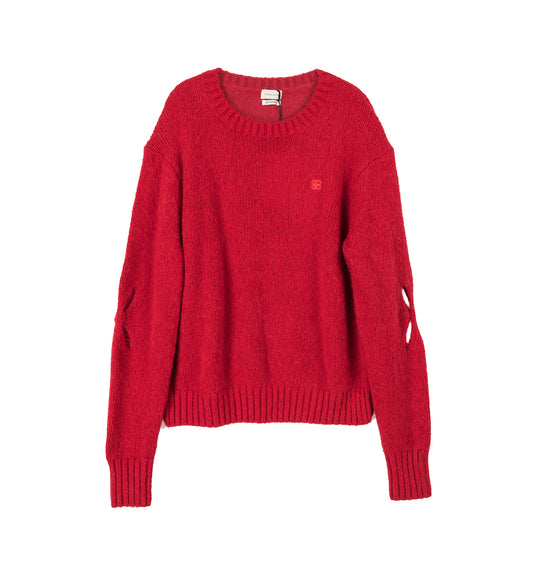 SLASHED SHAGGY JUMPER RED