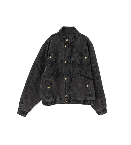 KROW DENIM JACKET WASHED BLACK