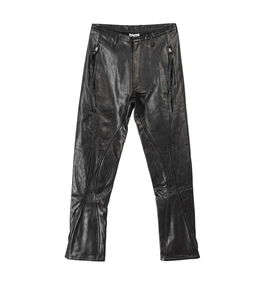 LEATHER TASSEL PANTS BLACK