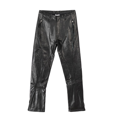 LEATHER TASSEL PANTS BLACK