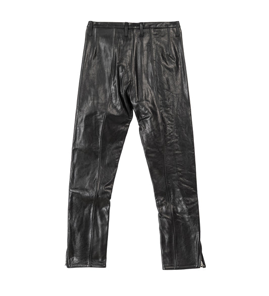 LEATHER TASSEL PANTS BLACK