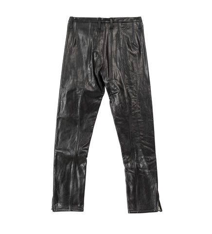 LEATHER TASSEL PANTS BLACK
