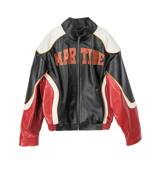 SUPERBOWL LEATHER JACKET BLACK/RED