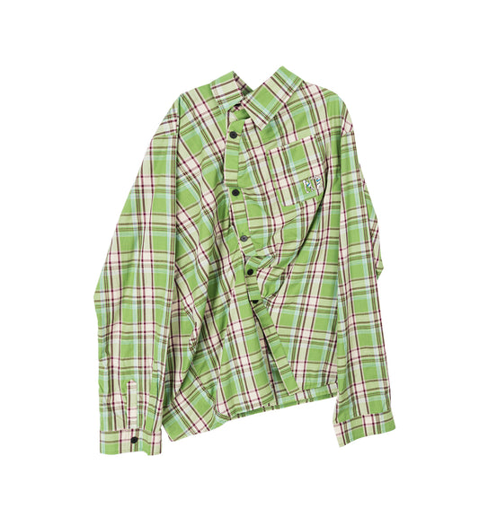 UPCYCLED COTTON SHIRT GREEN/PINK