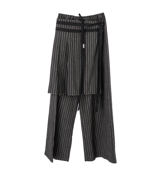 MARKE COMFORT LOUNGE PANTS WITH BELTED APRON BLACK/WHITE/CHERRY