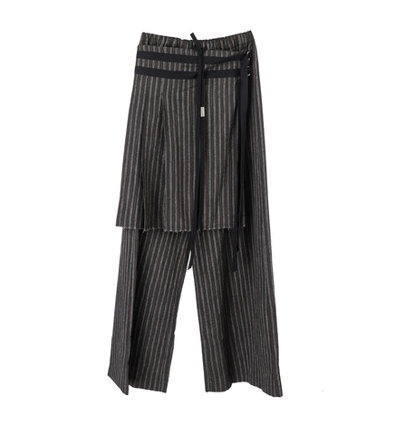 MARKE COMFORT LOUNGE PANTS WITH BELTED APRON BLACK/WHITE/CHERRY