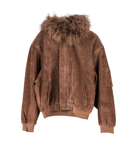 SUEDE BOMBER BRUSHED BROWN
