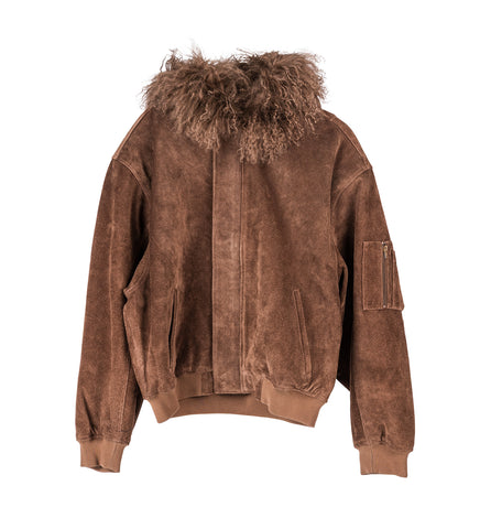 SUEDE BOMBER BRUSHED BROWN