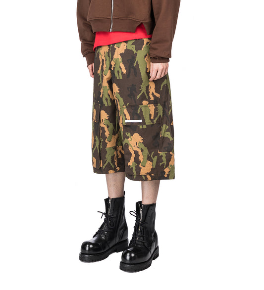 CAMO SLASHED SHORTS MULTI