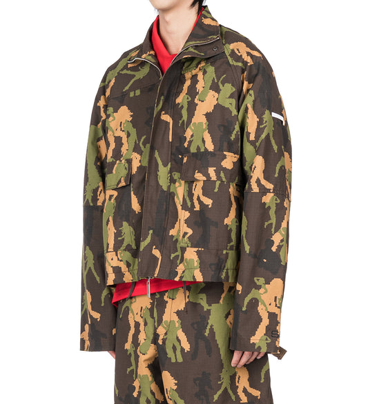 ASYMMETRICAL CAMO BOMBER JACKET MULTI